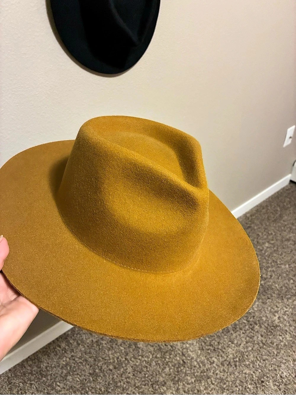 Gigi Pip Wes Fedora Wide Brim Wool Hat in Yellow Like New